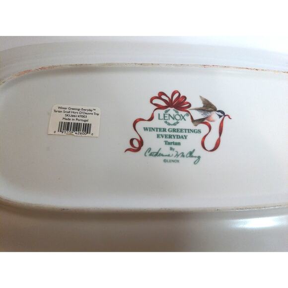 Vintage Lenox Winter Greetings By Catherine McClung Tartan Rectangle Platter - Picture 4 of 5